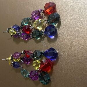 Vintage Multicolor Crystal Drop Earrings Reminiscent of 90’s Supermodel Era